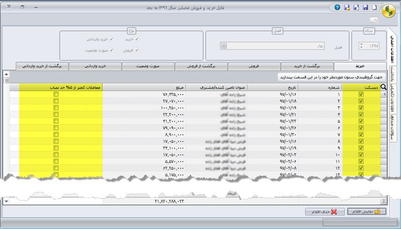 نحوه تهیه فایل خرید و فروش فصلی در نرم افزار سپیدار