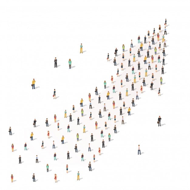 people standing together shape arrow - رشد شرکت