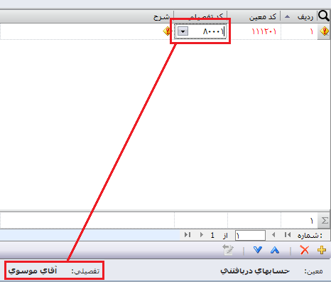 کد تفضیلی در سند