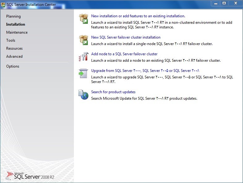 New Installation Or add Features an existing installation nvدر sql server