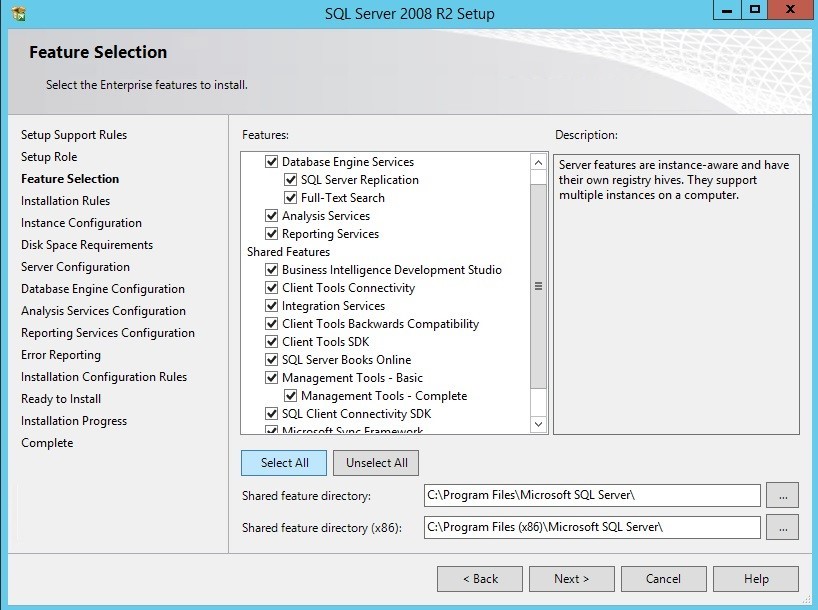 Feature Selection در sql server