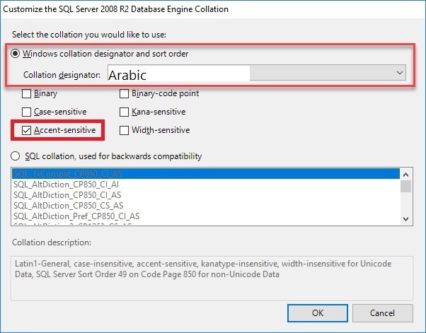 زبان فارسی در sql server