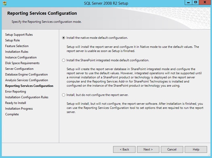 صفحه Reporting services Configuration