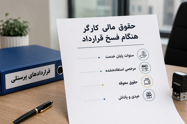 فسخ قرارداد کار؛ راهنمای جامع شرایط، حقوق طرفین و نمونه قرارداد استاندارد 2 حقوق مالی کارگر هنگام فسخ قرارداد