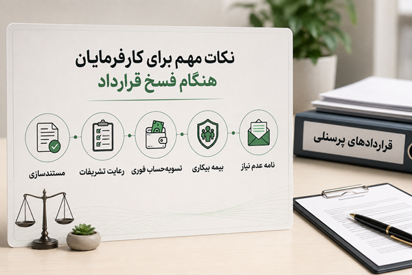 فسخ قرارداد کار؛ راهنمای جامع شرایط، حقوق طرفین و نمونه قرارداد استاندارد 3 نکات مهم برای کارفرمایان هنگام فسخ قرارداد